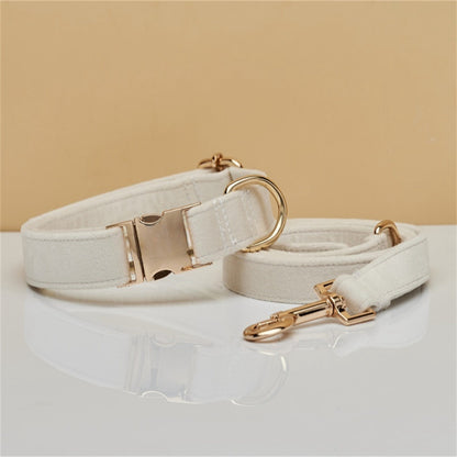 Multiple Colour Velvet Personalise Dog Collar Leash Set With Bow