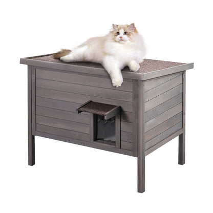 VEVOR Outdoor Cat House Wooden Feral Cat Shelter With Roof &amp; PVC Door Flaps