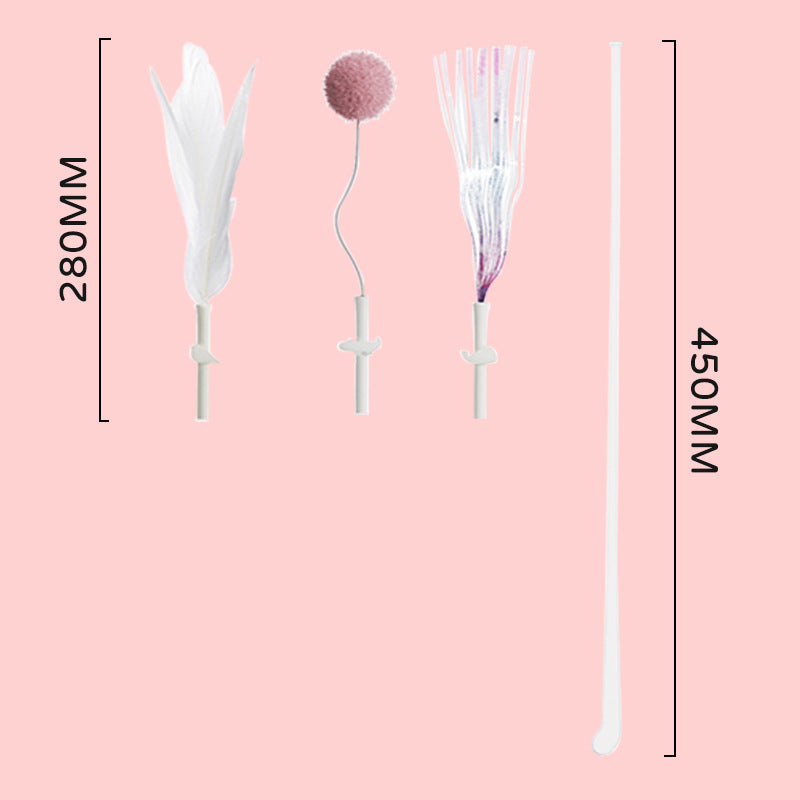 Replaceable Cat Teaser Elastic Cat Teaser Set