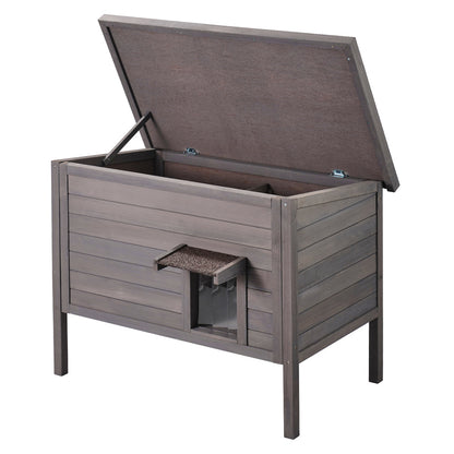 VEVOR Outdoor Cat House Wooden Feral Cat Shelter With Roof &amp; PVC Door Flaps